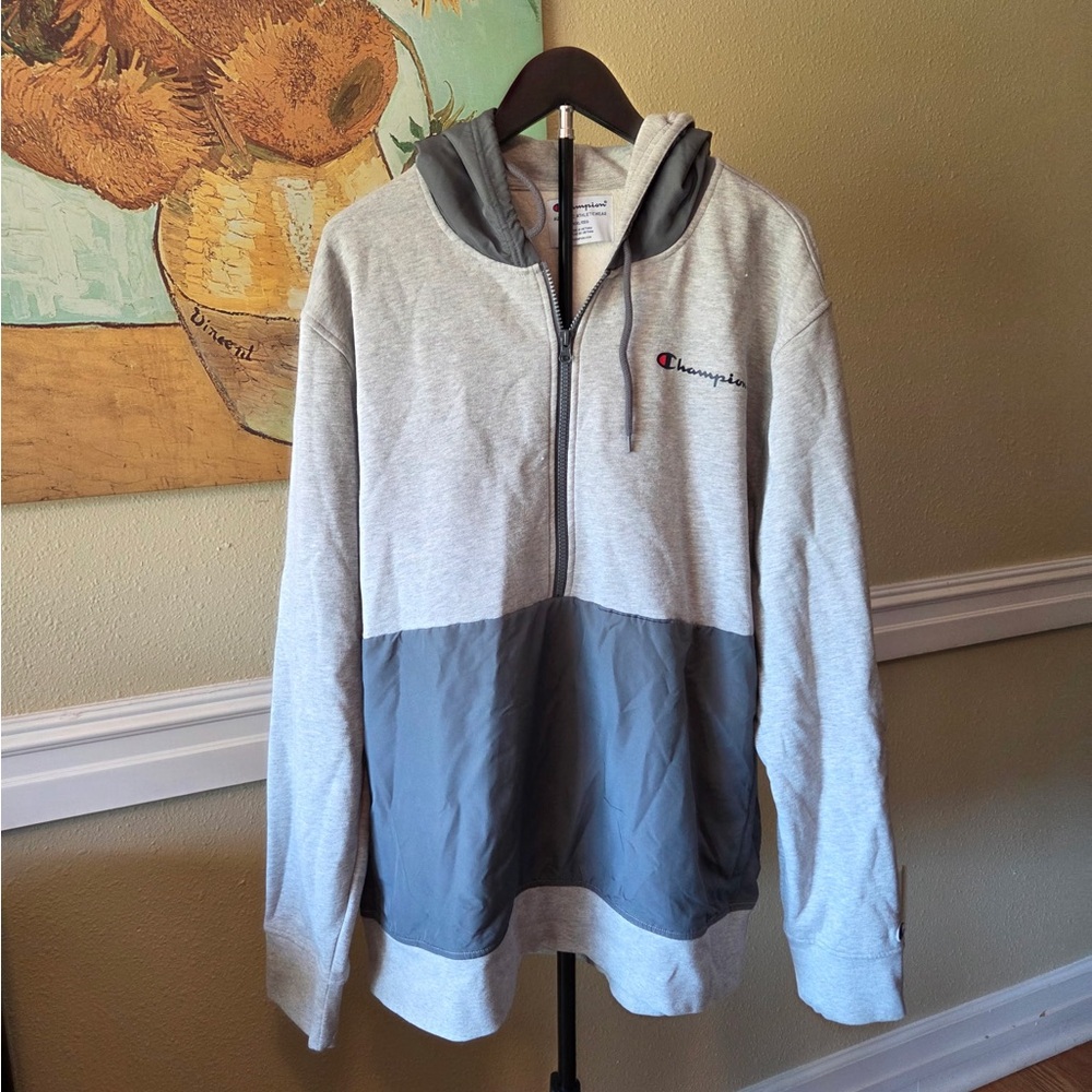 Champion Light Gray and Dark Gray Hoodie